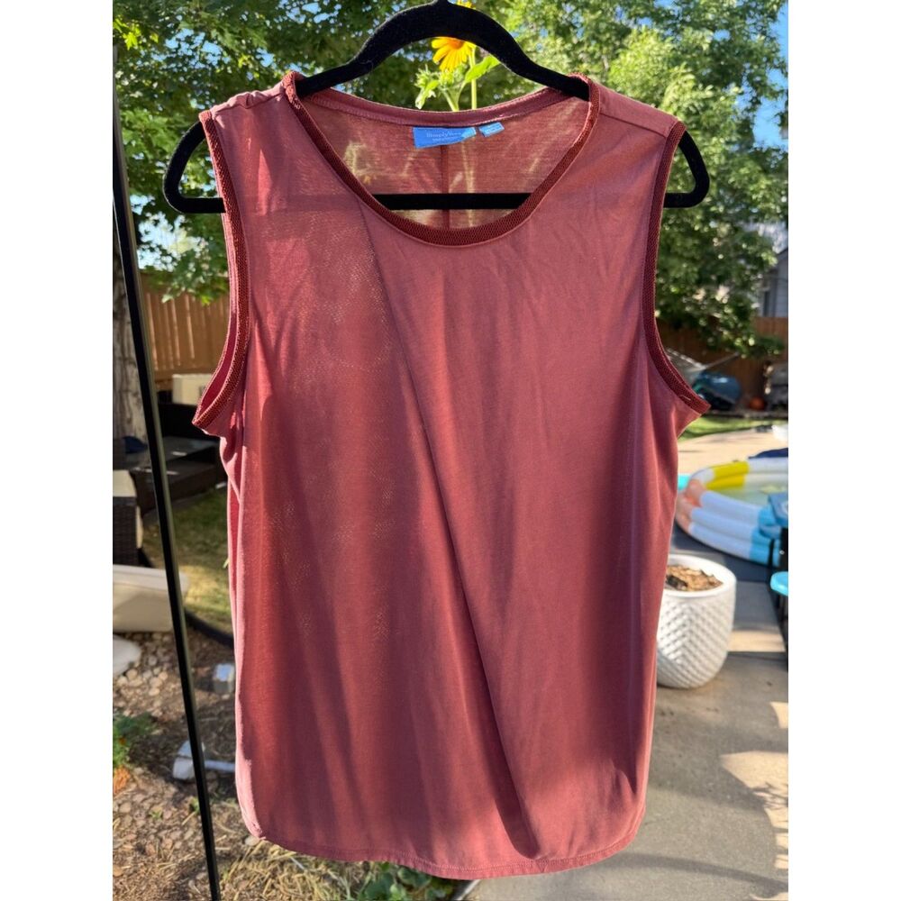 Simply Vera Wang Sleeveless Embellished Rust Color Tank L